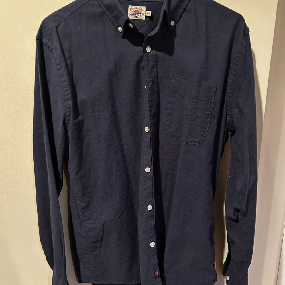 Faherty Supima Oxford Shirt Navy Sz MED / NWT